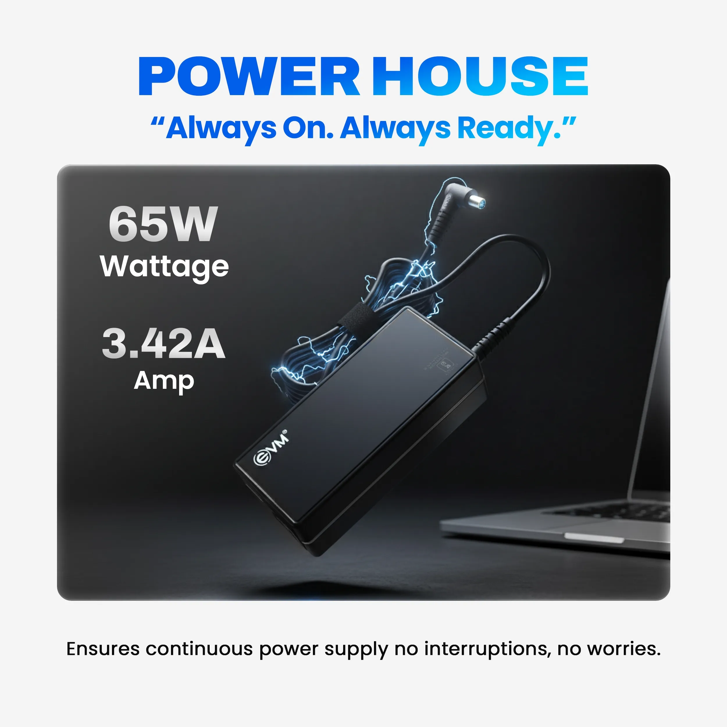 EVM Laptop Adapter Compatible For Toshiba 65w | 19v/3.42a | 5.5mm x 2.5mm view 5